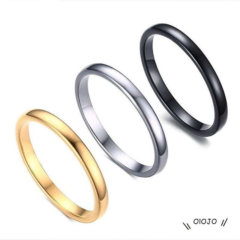 【COD】Cincin Pernikahan Bahan Titanium Steel Tipis 2mm Untuk Pria / Wanita