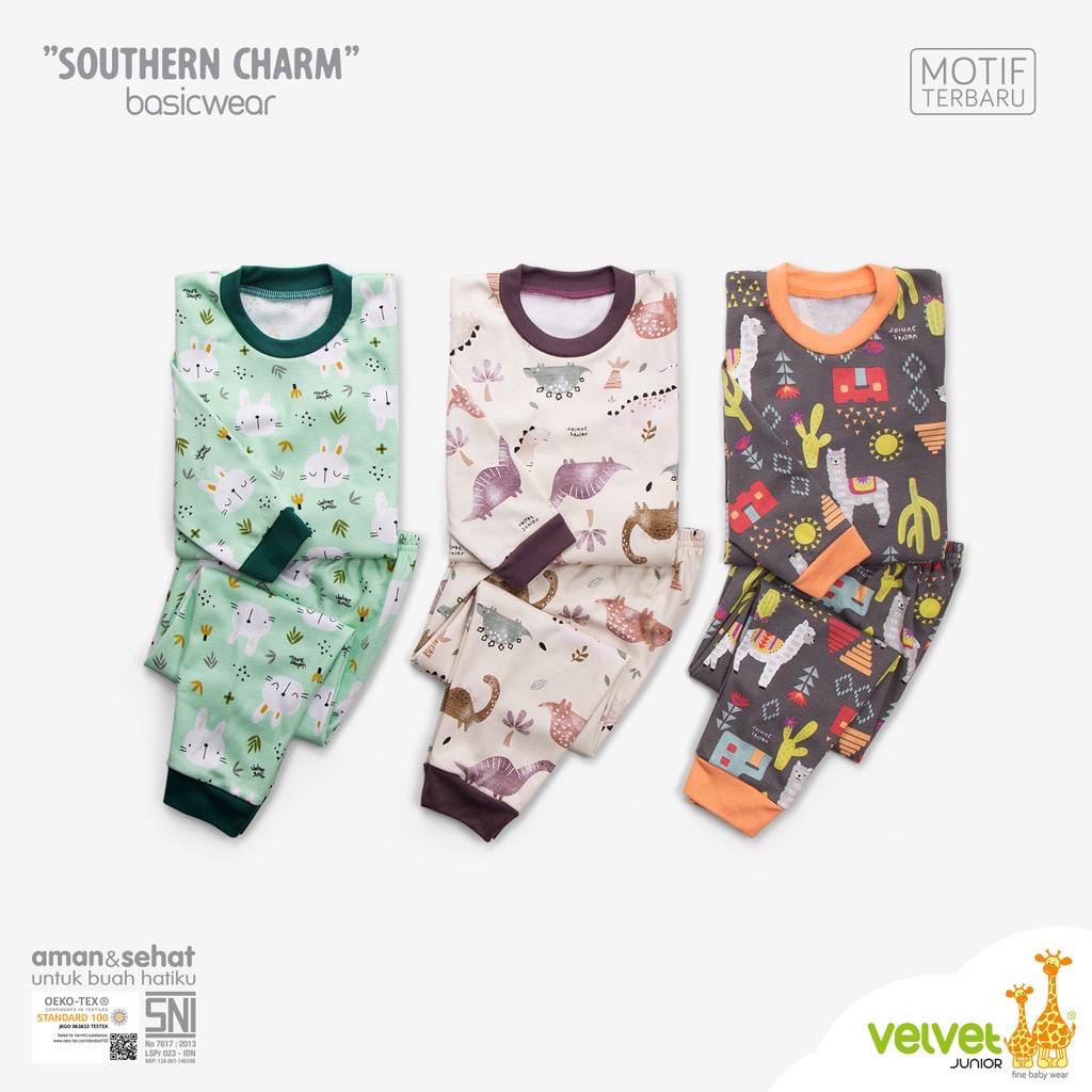 3pcs setelan Velvet junior oblong panjang/piyama baby S,M,L.LB,XL,XXL