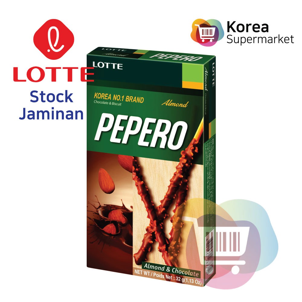 

Lotte Almond Pepero 32g/Biskuit Coklat Dengan Kacang Almond Asli Korea