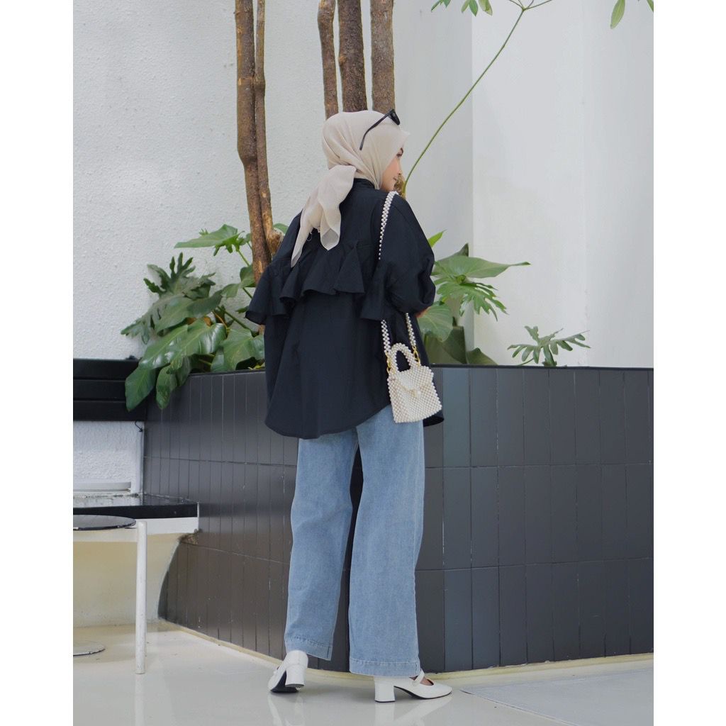 CUCI GUDANG!! Ruffle Back Shirt Oversize / Tiny shirt / Blouse Duma / Wita Blouse