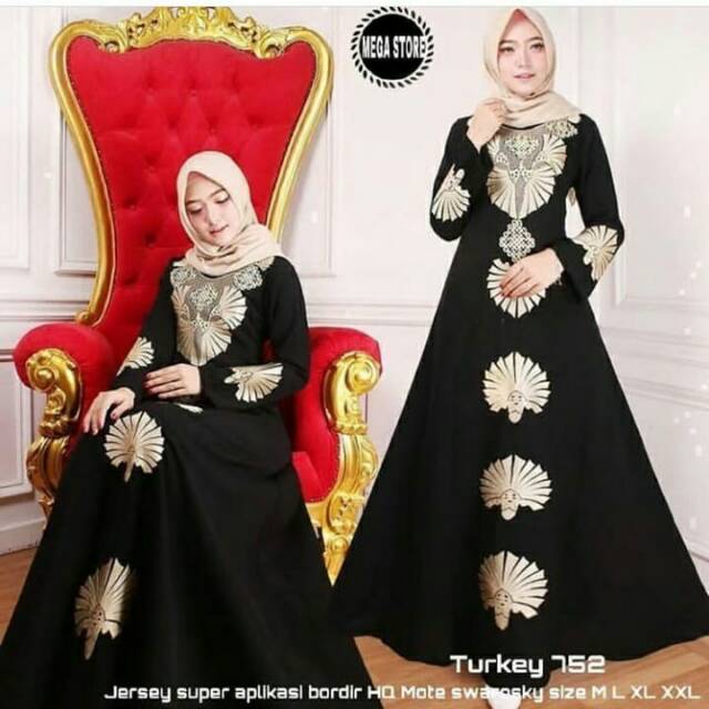 Dress Muslim Wanita Gamis Jetblack Hitam Arab