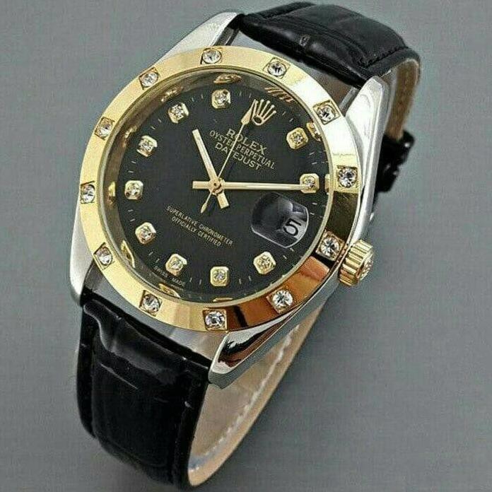 Stok Terbatas Rolex Date Just/#Jam Tangan Wanita Tali Kulit Brown
