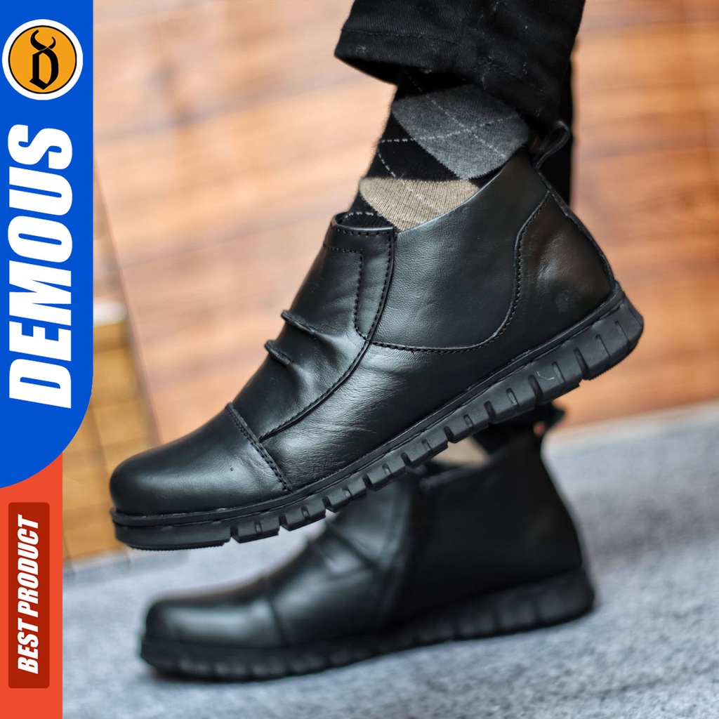 Sepatu Formal Pria Sepatu Casual Pria Kulit Asli Slop Sepatu Pantofel Kerja Kantor Kuliah Kondangan Sepatu Hitam Pria  DEMOUS CARISUP