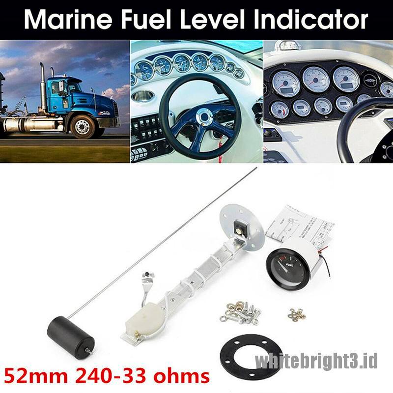 Panel Indikator Level Bahan Bakar Mobil / Kapal Laut Analog 52mm Dengan Bezel Hitam + LED Merah