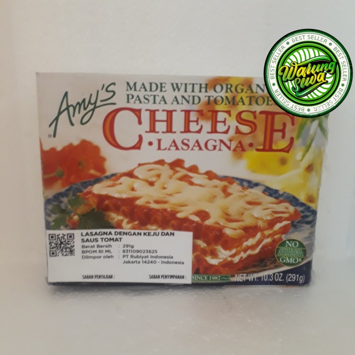 

amy's cheese lasagna made with organic pasta and tomatoes 291 gram