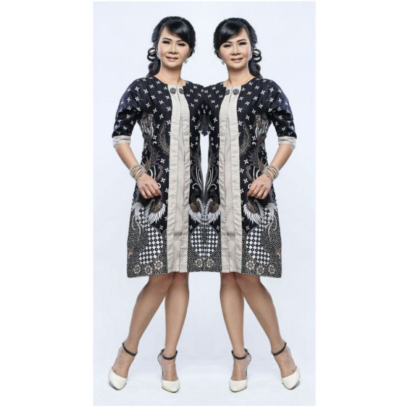 Dress Batik Wanita Big Size 4L-5L Terusan Atasan Tunik Jumbo XXXL Lengan ¾ MRS-Pl