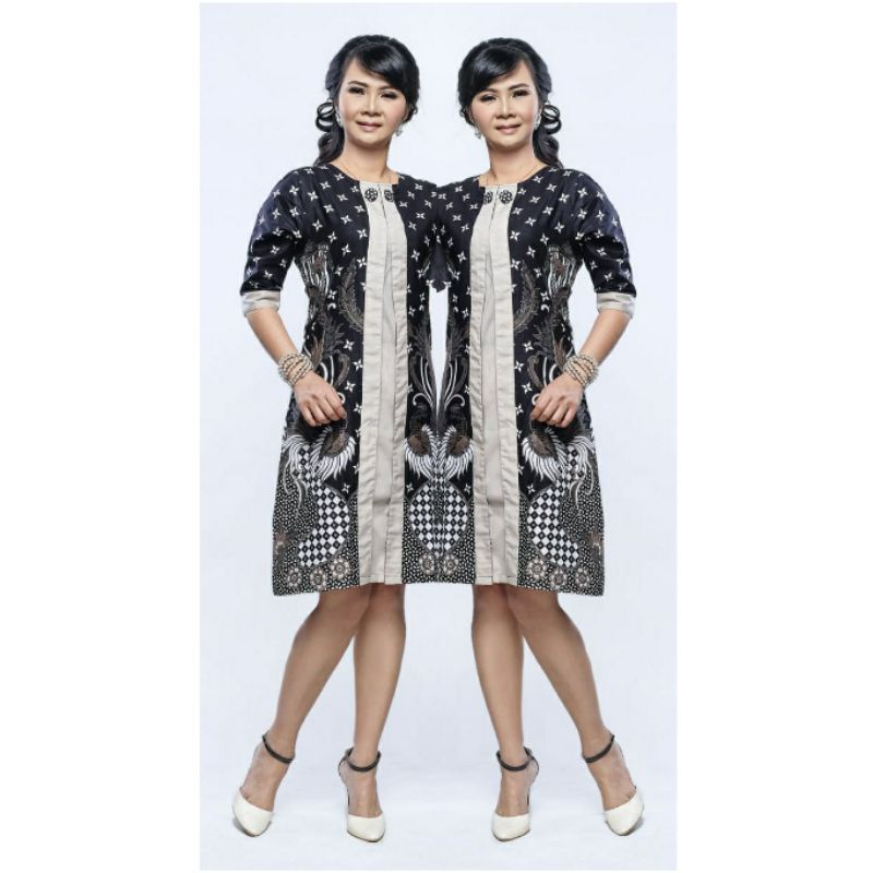 Dress Batik Wanita Big Size 4L-5L Terusan Atasan Tunik Jumbo XXXL Lengan ¾ MRS-Pl