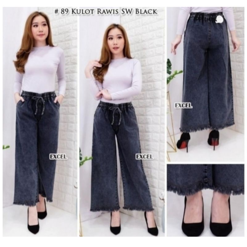 Celana Kulot Jeans Wanita / Kulot Jeans Rawis Washed Premium