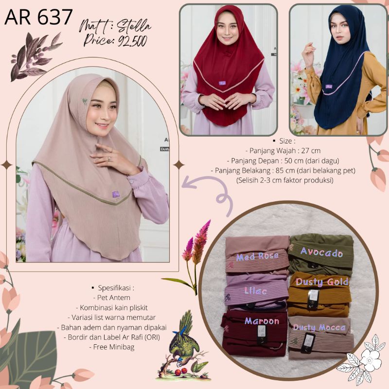 HIJAB ARRAFI - AR 637 - BERGO LIST WARNA VARIASI PLISKET - ARRAFiWEDUNGDEMAK