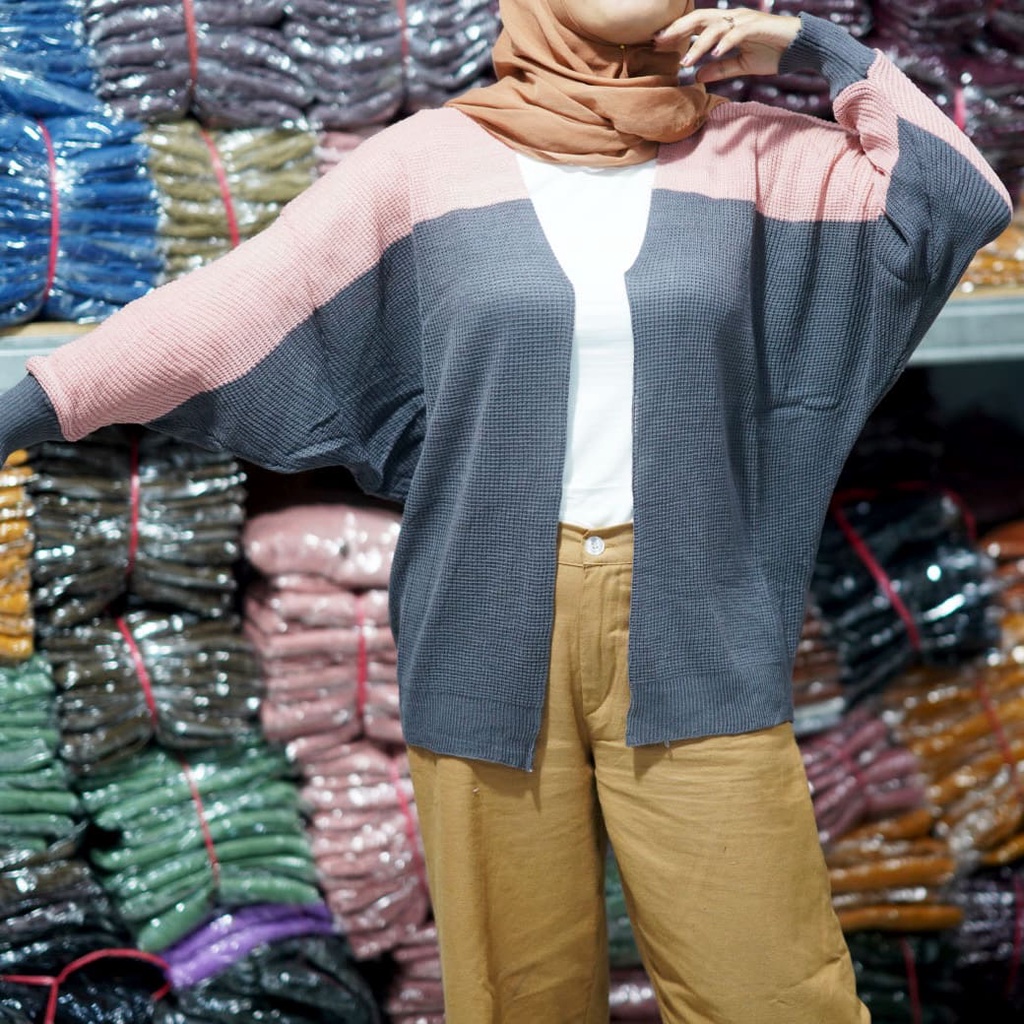 belleza outlet baju rajut Cardigan rajut atasan wanita batwing combi