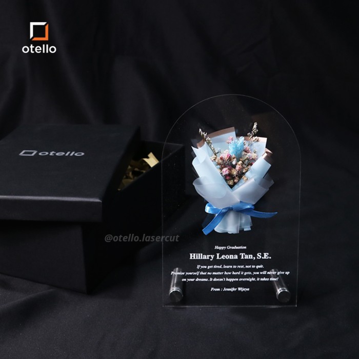 Custom Panel Acrylic Bouquet Dried Flower | Hadiah Gift Frame Bunga