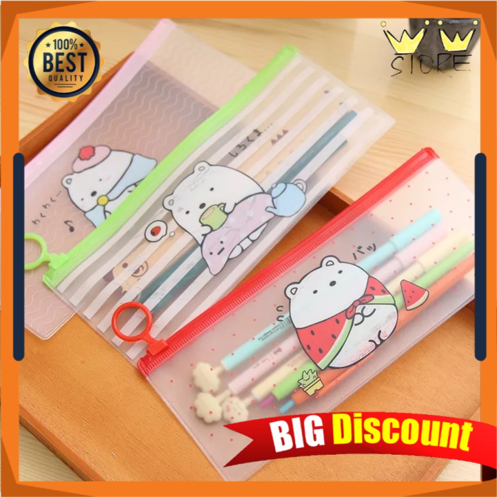 

B55 TEMPAT PENSIL KARAKTER TEPAK KOTAK PENSIL PENCIL CASE ALAT TULIS TRANSPARAN IMPORT LUCU MURAH