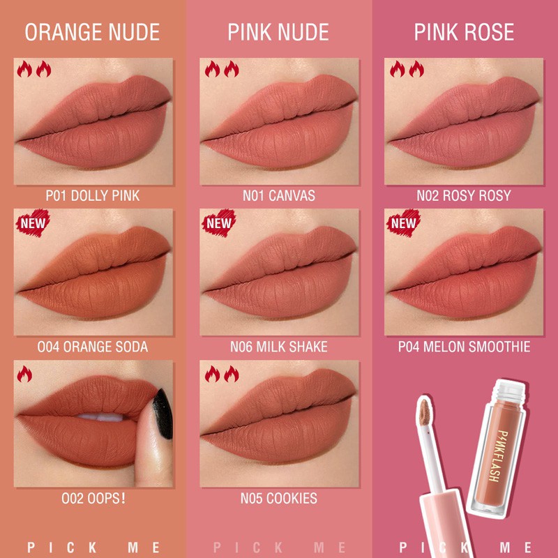 ❤ MEMEY ❤ PINKFLASH Lasting Matte Lip Cream | Melting Pink Flash | BPOM PF-L01