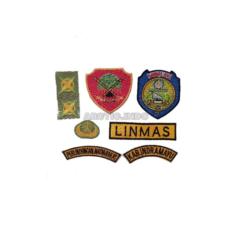 Satu Set Badge Bordir / Bet / Linmas / Hansip Kabupaten Indramayu Bordir