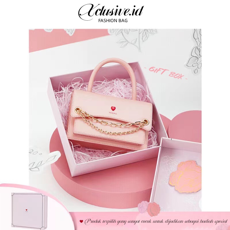 PEDRO GIFT BOX DECORATIVE WOMAN BAG WITH CHAIN TAS WANITA PREMIUM pd08001