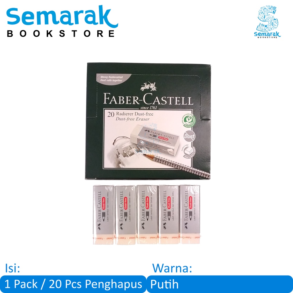 

Faber Castell Eraser Dust-Free 187996 Penghapus Besar - Putih [1 Pack / 20 Pcs]