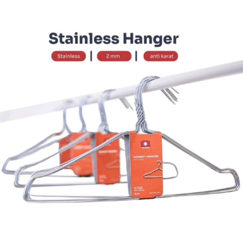 10 pcs Hanger Gantungan baju stainles 10 pcs Anti karat - Indokurnia STAINLES