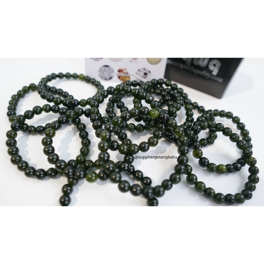 gelang batu black jade aceh serat akik kado sehat pria wanita giok