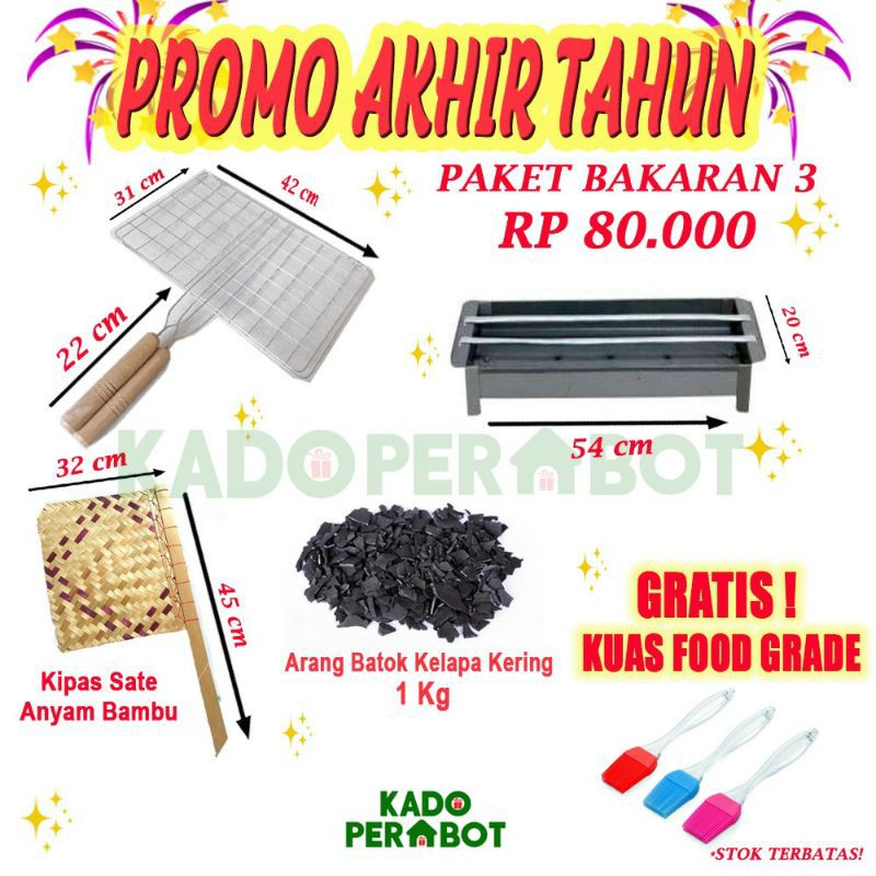 ALAT PANGGANGAN BESAR - ALAT BAKAR IKAN - JEPITAN IKAN BAKAR - PANGGANGAN SATE SET MURAH - BBQ SET 3