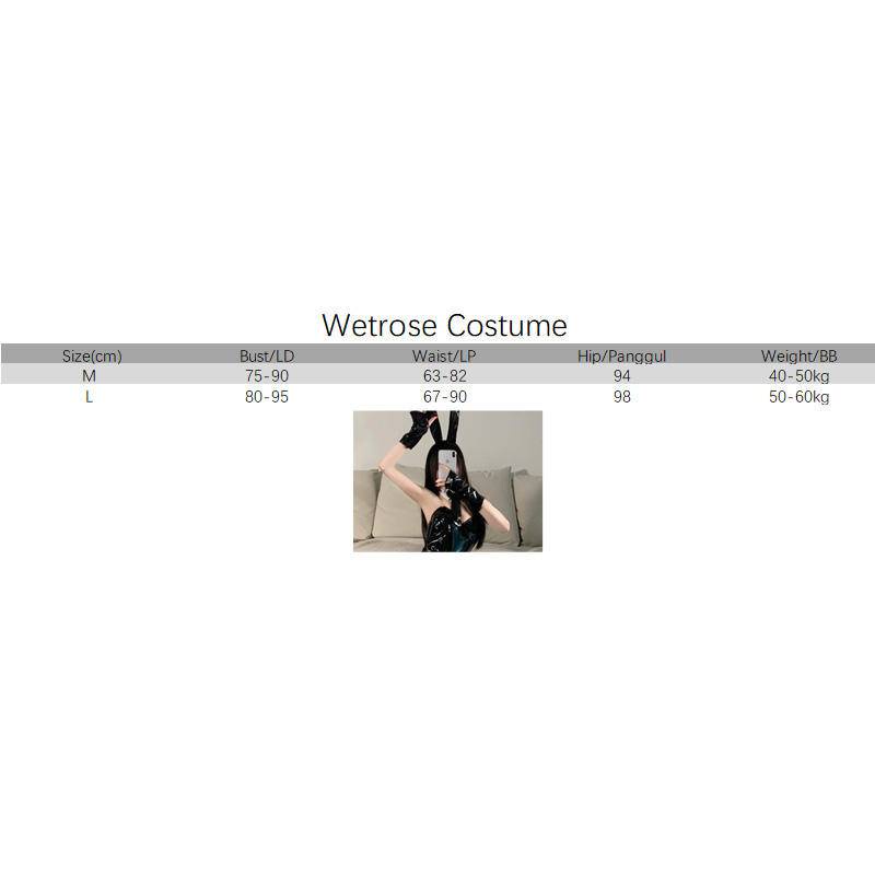 【Wetrose】Nagajima Mai Senpai Leather Cosplay Bunny Girl Sexy Bright Kulit Menyorot Lingerie Costume Bodysuit Set Halloween