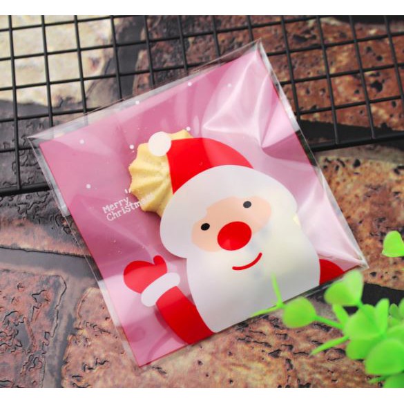 

PLASTIK COOKIES - PERMEN - KUE - COKLAT FANCY PINK SANTA 10X10