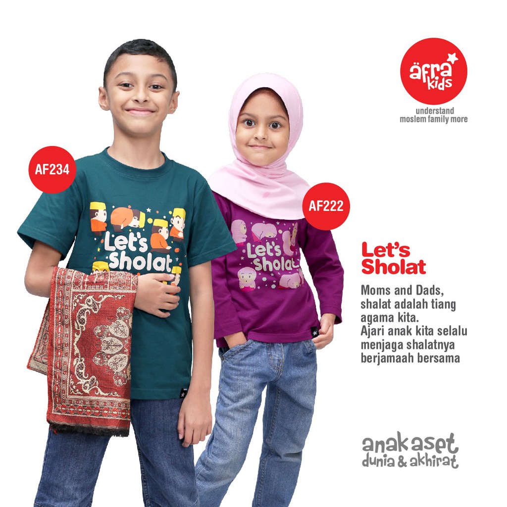 Kaos Afrakids AF234 &quot;Lets Sholat&quot; Lengan Pendek