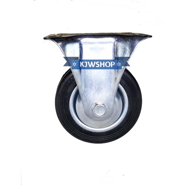 Roda Karet Hitam 6 inch Putar Lurus Troli Bak Rak Etalase Jualan Gledekan Gerobak 6 inch