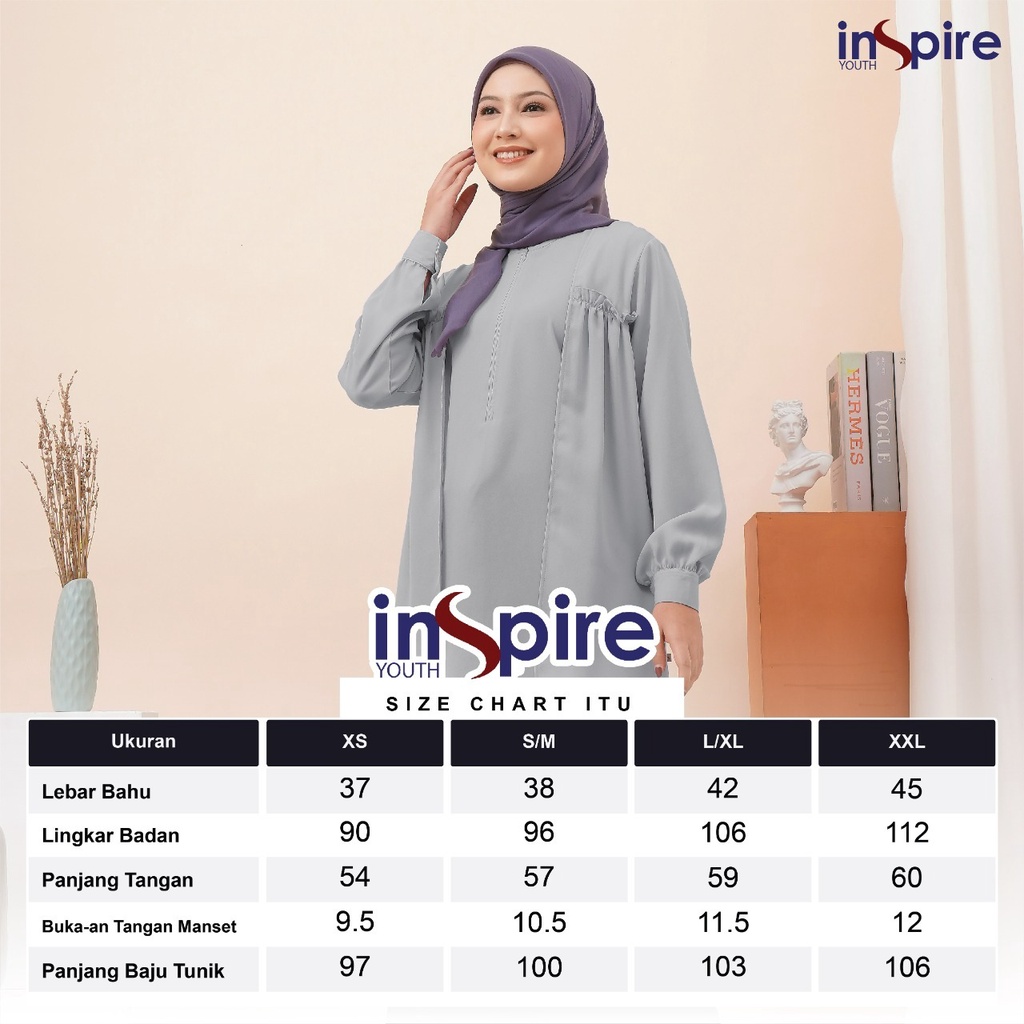 Inspire Tunik ITU 72 Bahan Premium Crepe Atasan Wanita Fashion Muslimah Kekinian