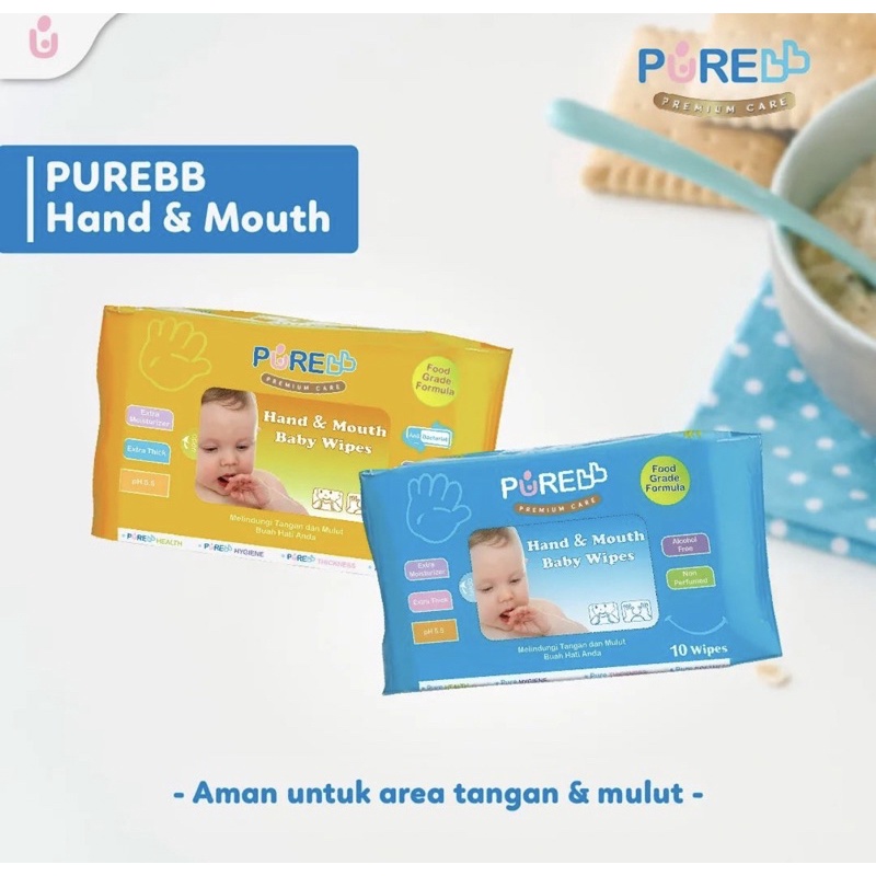 PureBb Wipes Hand and Mouth 60s Aloevera - Tisu Basah isi 2 Gratis 1