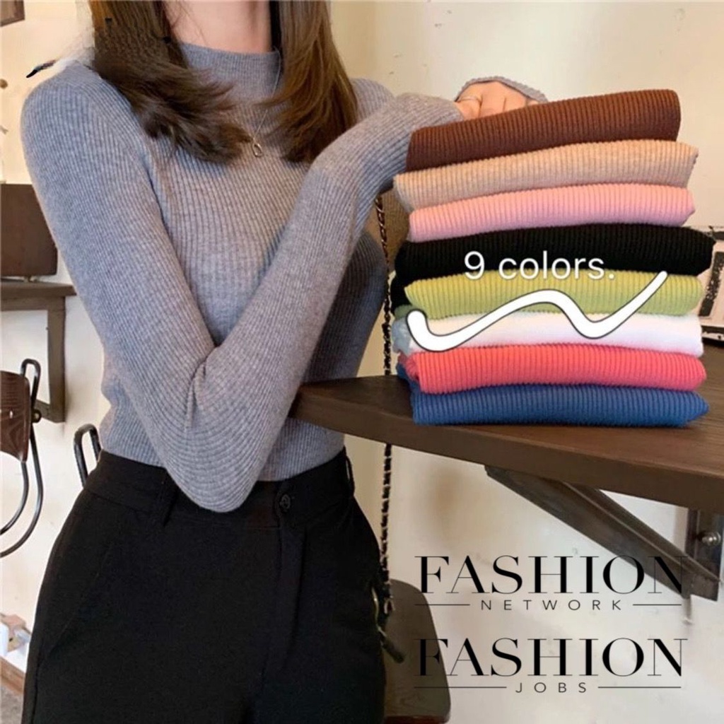 damai fashion jakarta - baju atasan Top KNIT RIB Turtleneck rib VIVI - konveksi murah tanah abang