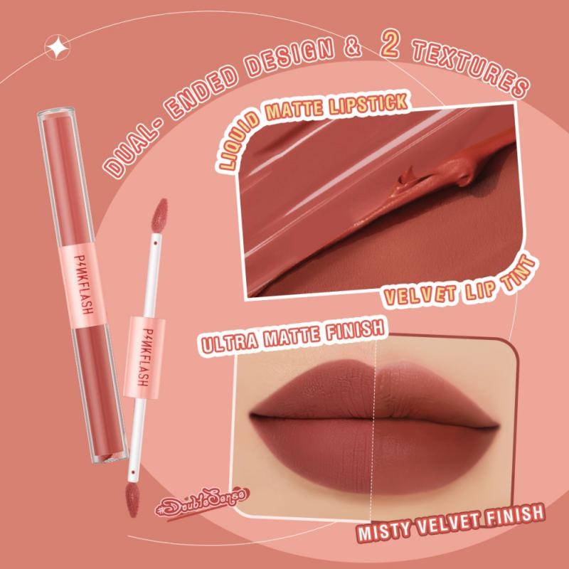 Pinkflash Lipcream DoubleSense  2In1 Duo Lipstick Velvet Pinkflash Lipcream Pinkflash Lipstick Pinkflash Lipstik Pinkflash Lipmatte Pinkflash Lip Velvet Pink Flash