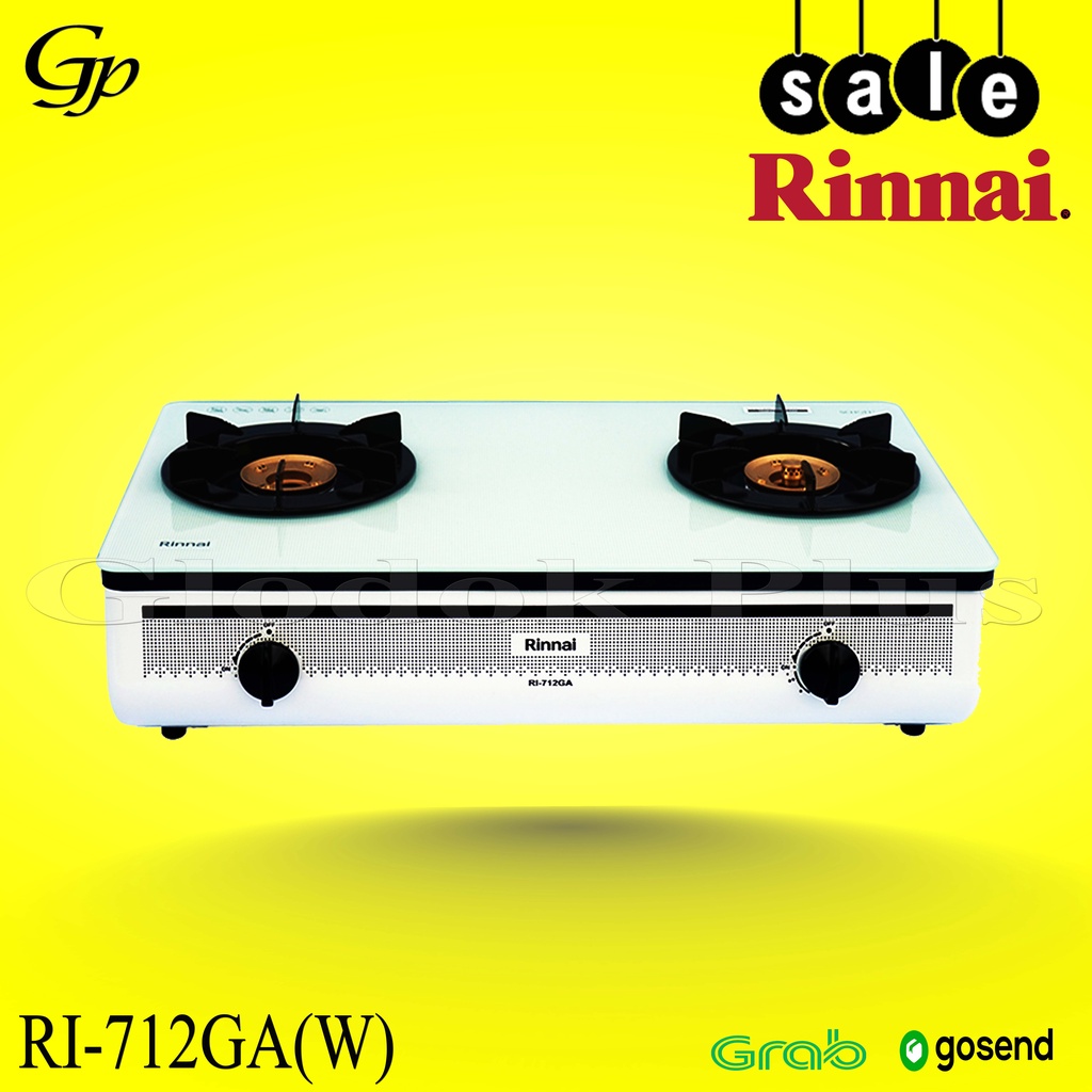 Rinnai RI 712 GAW Kompor Gas kaca 712GAW 2 Tungku rinai RI712GAW api lilin RI-712GA W