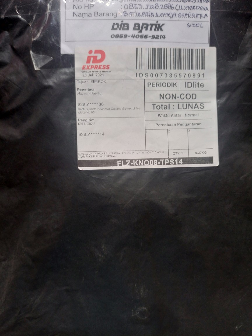 Kemeja Batik Pria Semi Sutra Lengan Panjang 100% Tidak Luntur Pake Furing Istimewa