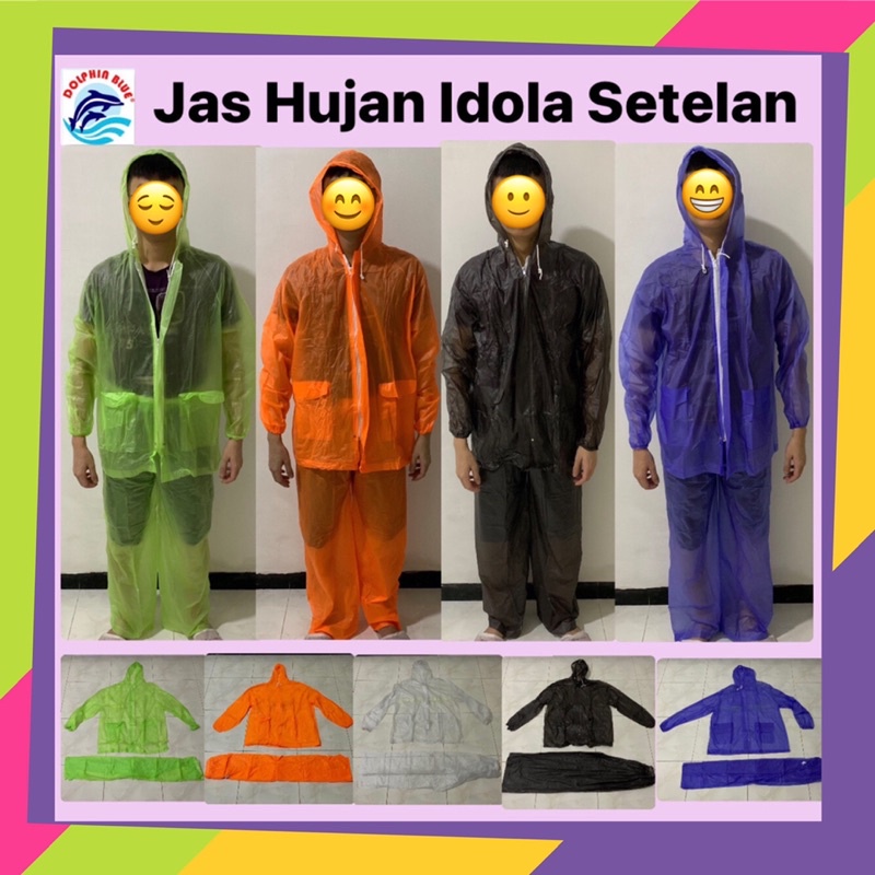 Jas Hujan Dewasa Setelan Idola Dolphin Wanita Murah Tebal Baju Mantel Ujan Pria Keren Jumbo Plastik 