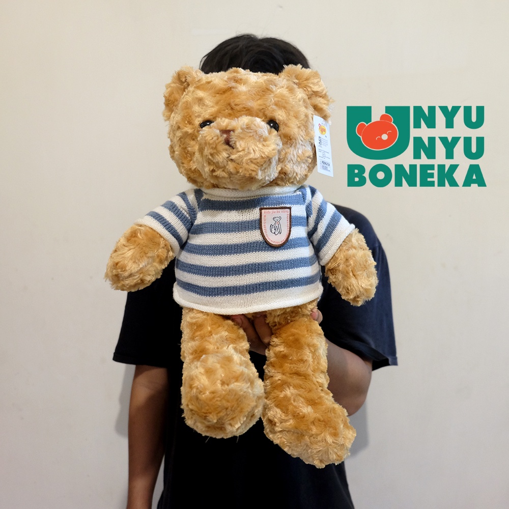 boneka teddy bear sweater silky stripe house 45cm bear import beruang ted