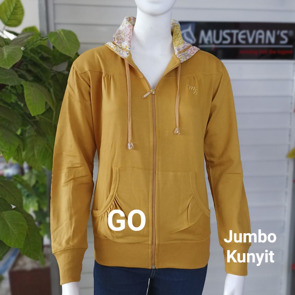 gof MUSTEVANS BIG SIZE JAKET WANITA Extra Size Jumbo Mama Size Sweater Polos Katun Casual Santai