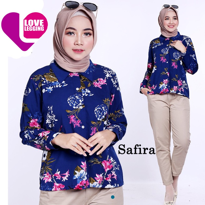 Nura Collection Kemeja Wanita Safira Navy