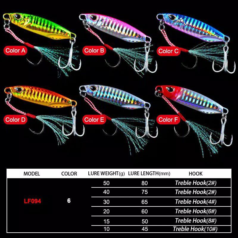 Umpan Pancing Jig Metal Buatan 10g/15g/20g/30g/40g/50g Laser Jepang Duo