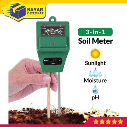 PH Tanah 3 in 1 KOTAK Tester Soil Water Moisture Light Meter Soil Meter Alat Ukur Berkebun