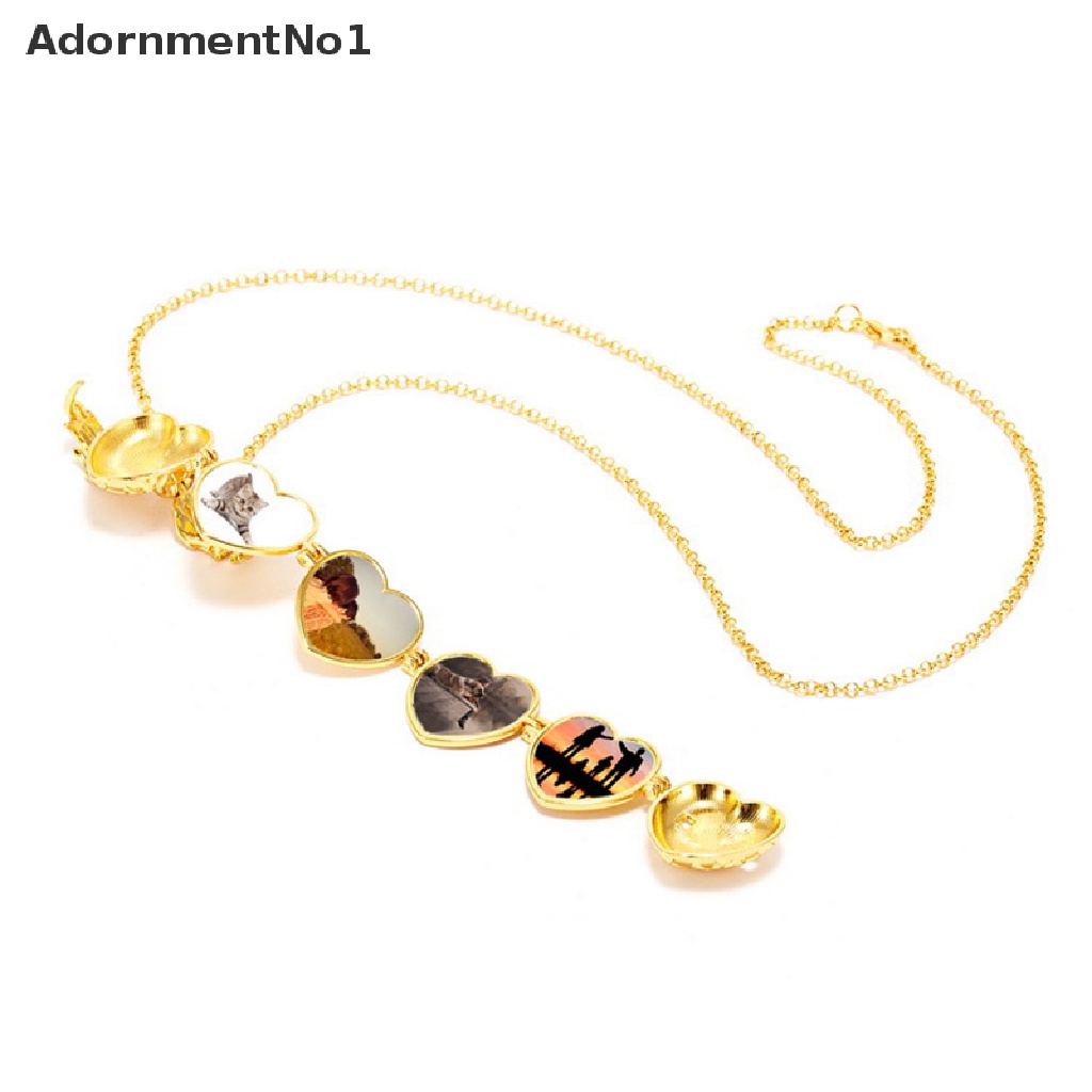 (AdornmentNo1) Kalung Rantai Dengan Liontin Locket Foto 4 Slot Bentuk Sayap Malaikat