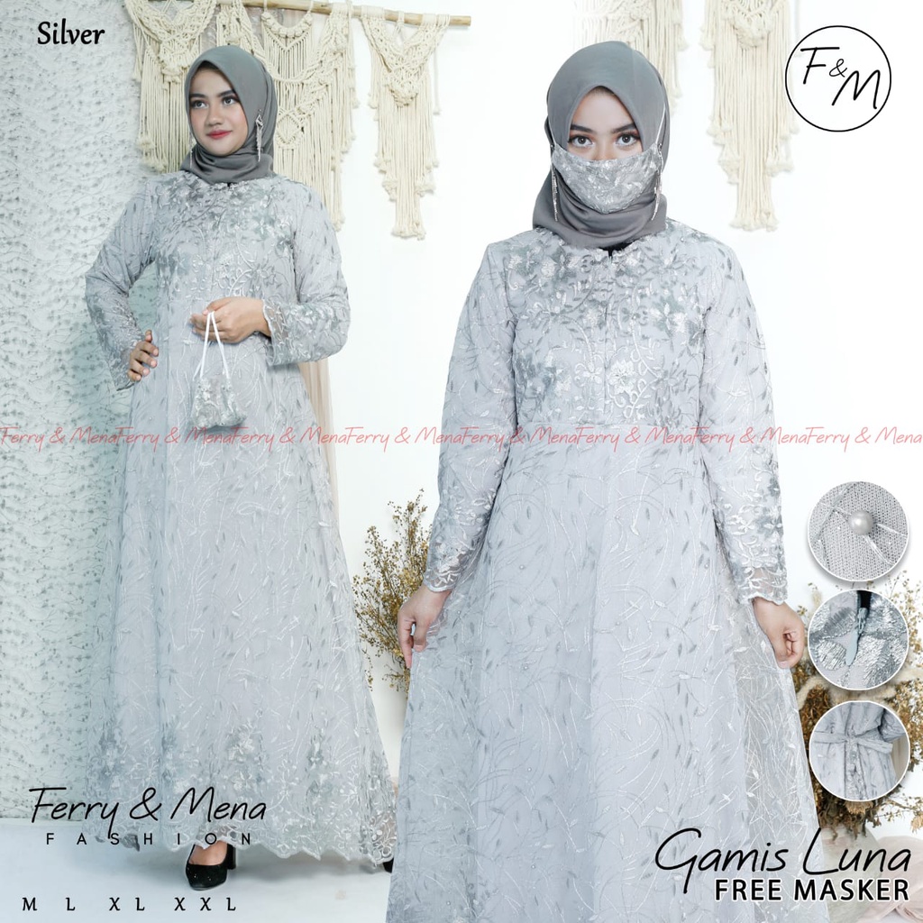 Gamis Pesta / Layla Gamis / Gamis Brukat Terbaru / Brukat Tille Ceruty Babydoll / M,L,XL,XXL