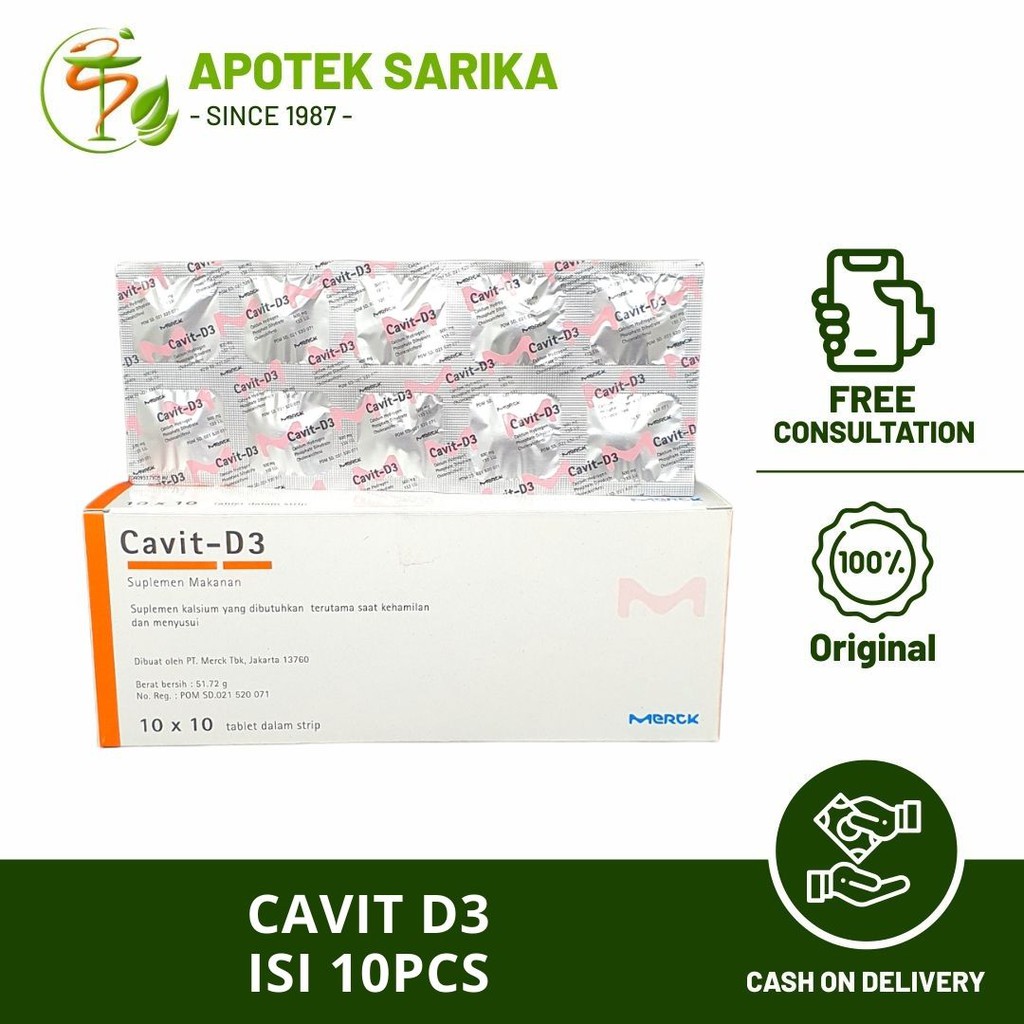 Cavit D3 strip 10 tablet ( Calcium & Vit D3 memelihara kesehatan tulang )