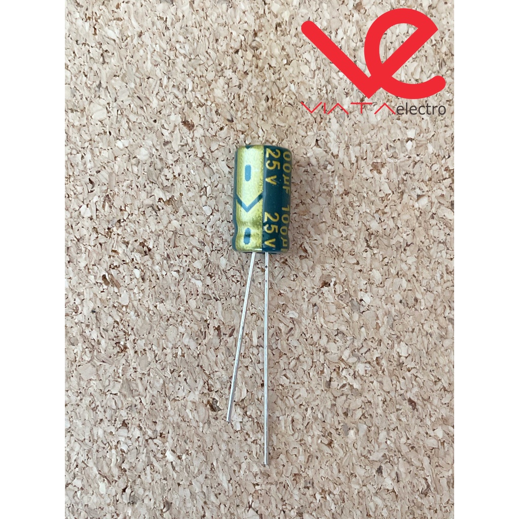 KAPASITOR ELCO 100UF 25V (1 BUAH) KAPASITOR CAPACITOR ELKO KAPASITOR 100 UF 25 V