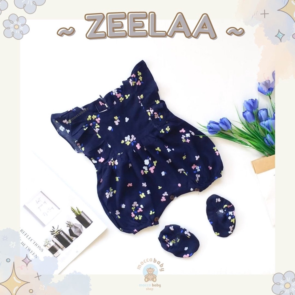 MBSS - BBB JUMPSUIT ZEELAA setelan anak perempuan jumper bayi motif bunga lucu free sarung kaki PART 2