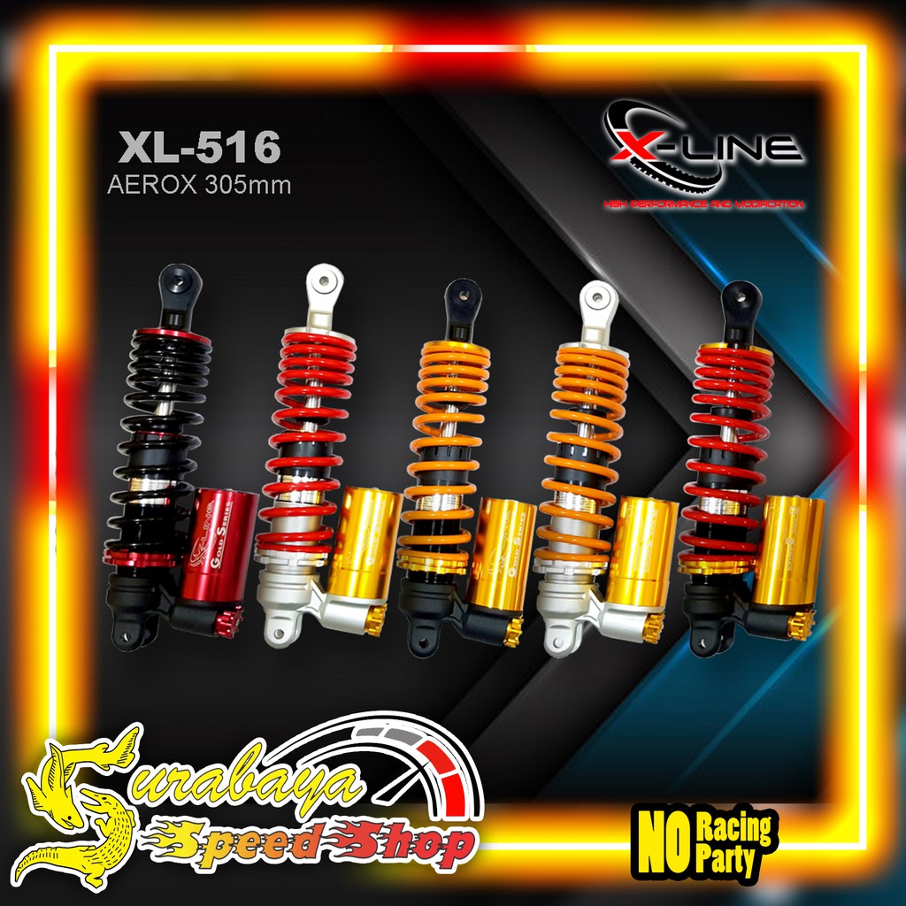 Xline Shock Shockbreaker Belakang Nmax / Aerox Ukuran 305mm Tabung Bawah Tipe 516 Original 100%
