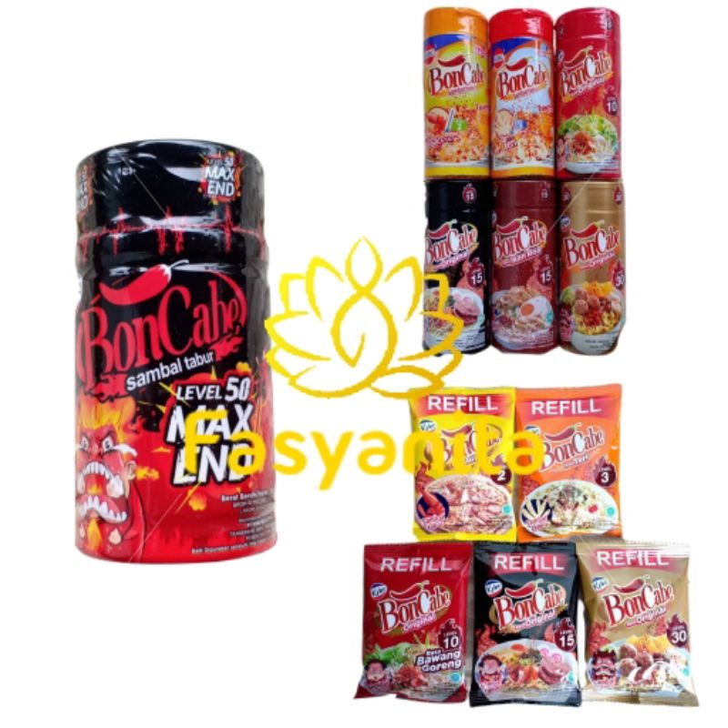 

Kobe Bon Cabe BonCabe Botol Refill Sambal Tabur Teri Ebi Ikan Roa Max End Nori level 2 3 10 15 30 50