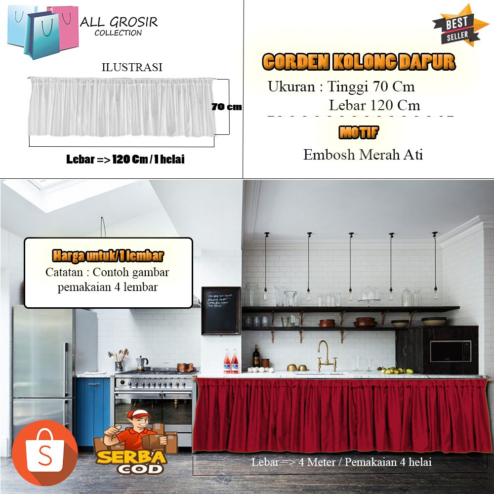 Hordeng kolong dapur / hordeng kolong dapur minimalis / gorden kolong dapur polos
