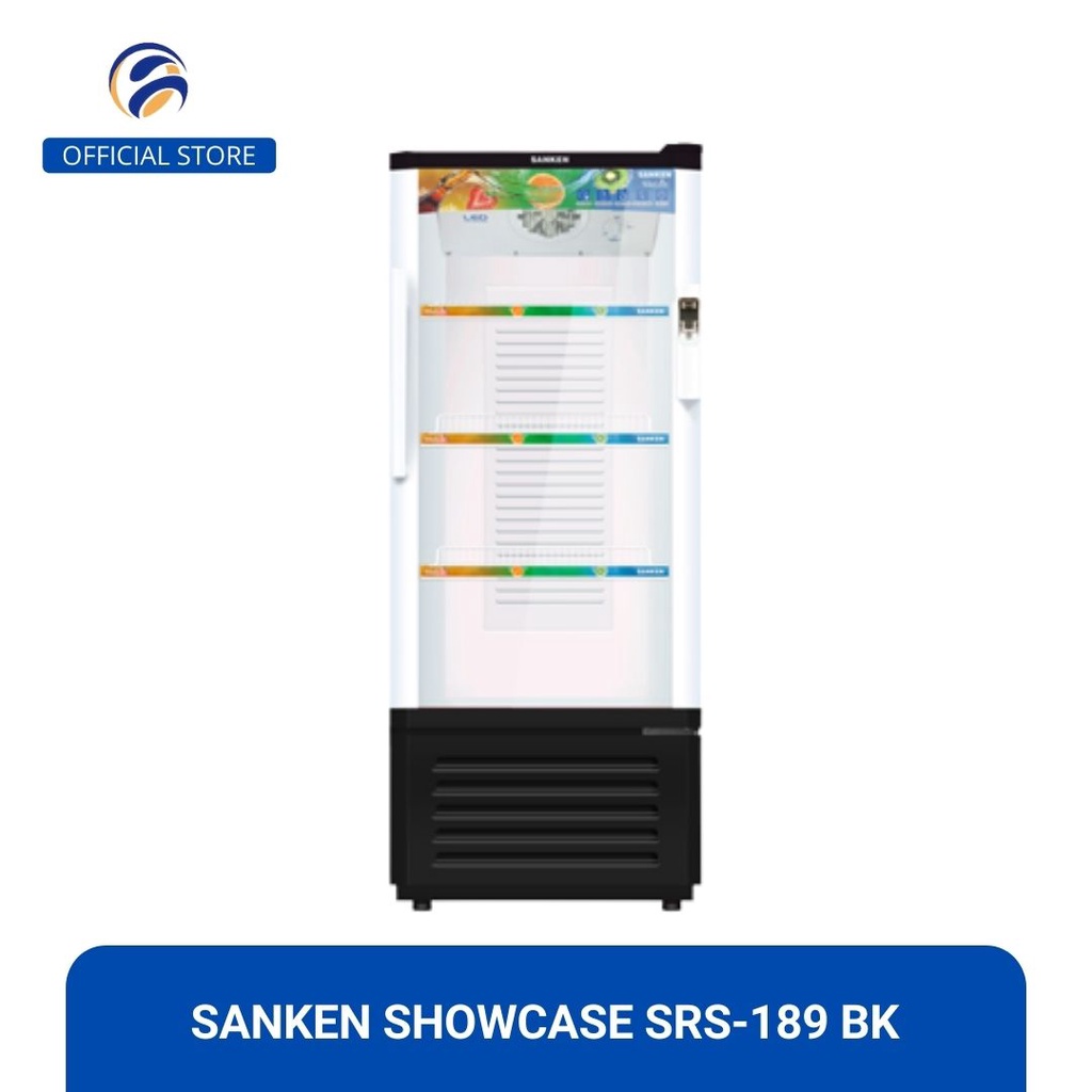 Sanken SRS-189 BK/MR Showcase Lemari Pendingin Kapasitas 180 Liter