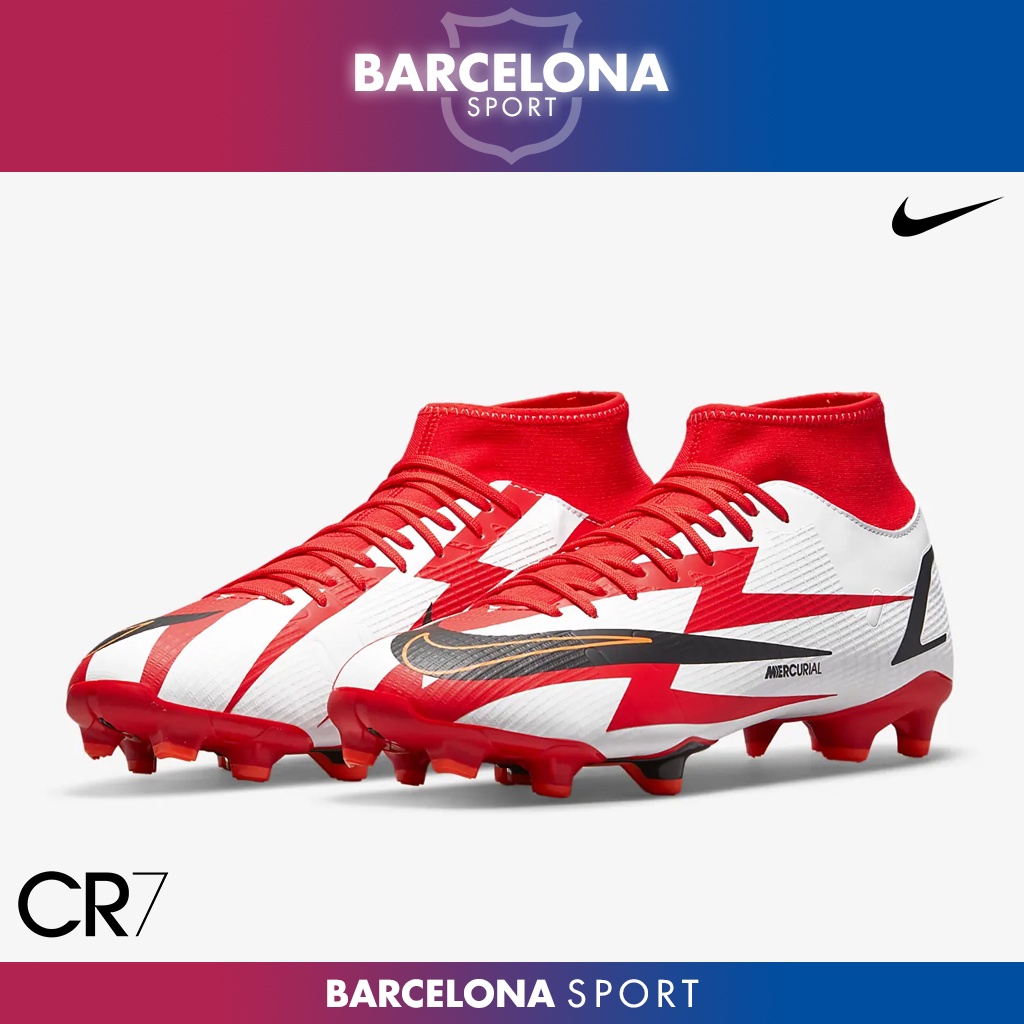 CRISTIANO RONALDO Nike Mercurial Superfly 8 Academy CR7 FG MG Chile Red/Black/White - Sepatu Sepak B