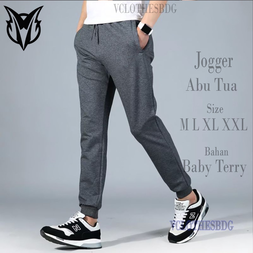 Celana Joger Pria Surfing Distro Premium Training Jogger Trackpant Sweat Azh Panjang PGO-ABU TUA [JOGGER]